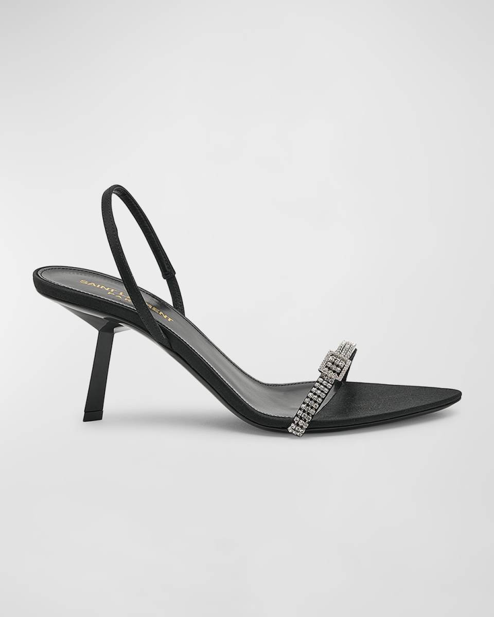 Rendez-Vous Crystal-Buckle Slingback Sandals