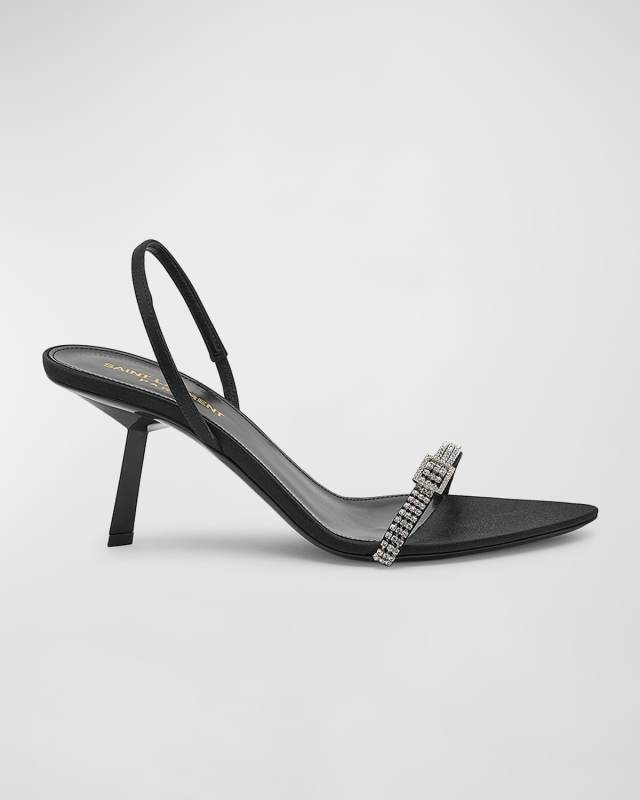 Rendez-Vous Crystal-Buckle Slingback Sandals