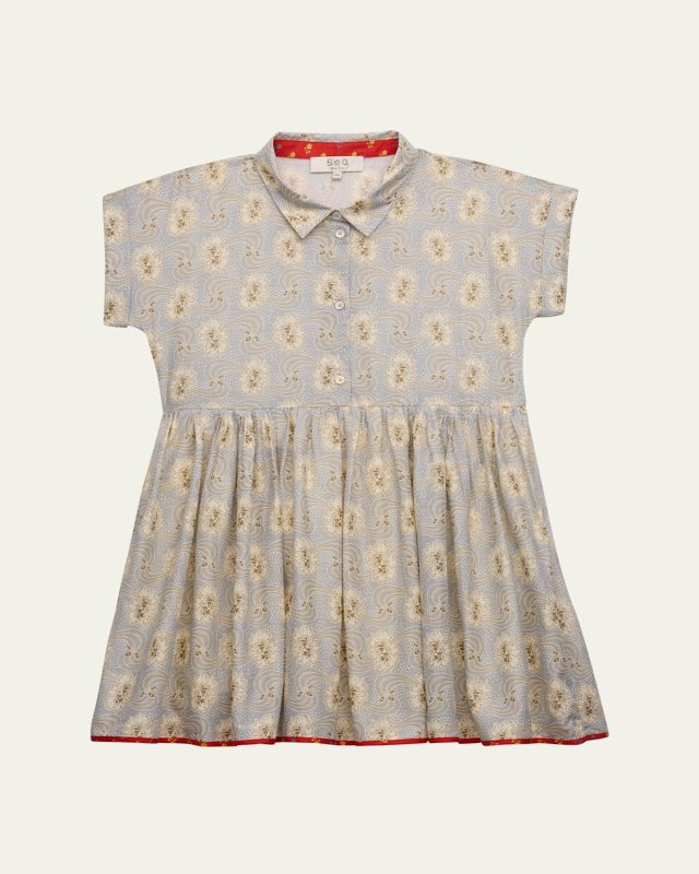Girl's Tima Floral-Print Shirt Dress, Size 2-14