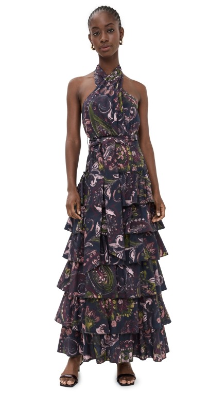 Figue Shannon Dress Painterly Paisley Berry Blue