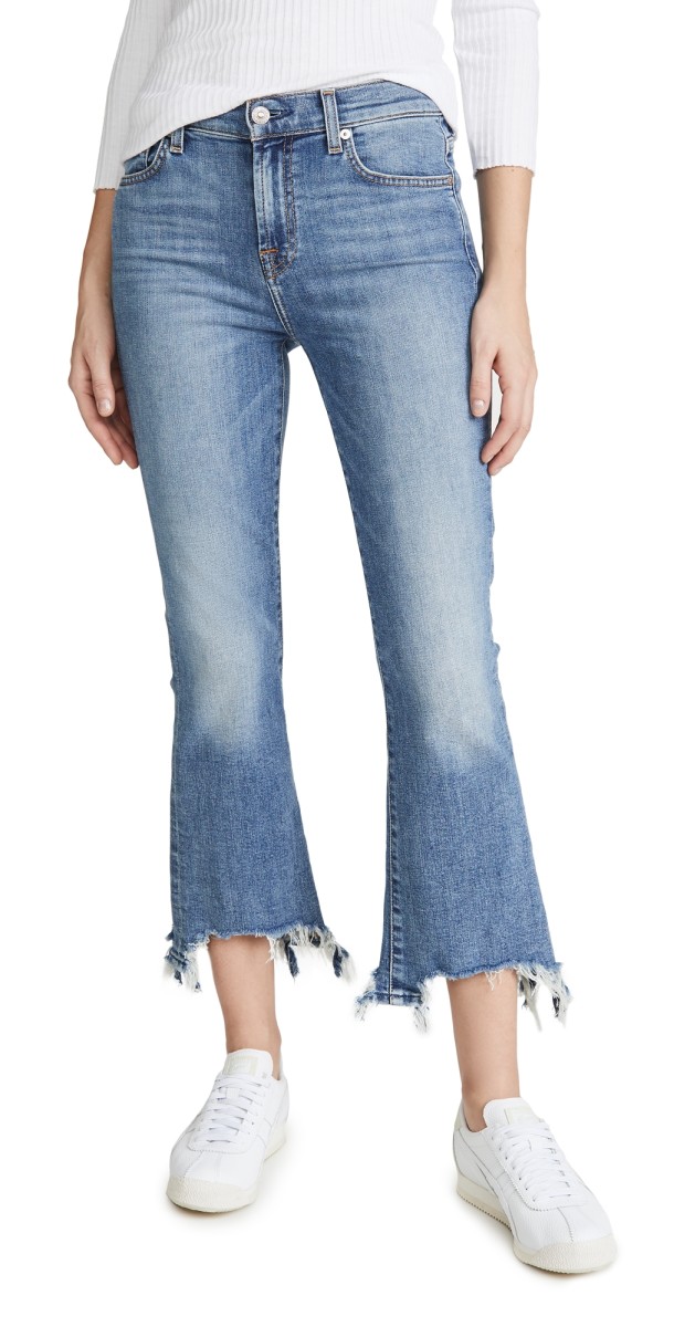 7 For All Mankind High Waist Slim Kick With Chewed Hem Jeans Sloan Vintage