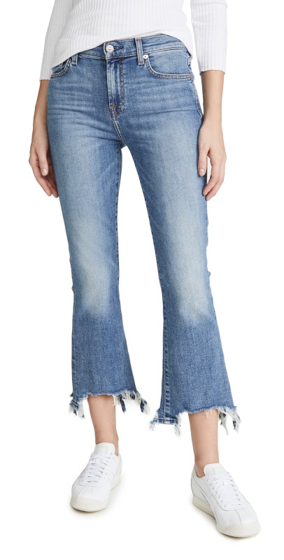 7 For All Mankind High Waist Slim Kick With Chewed Hem Jeans Sloan Vintage
