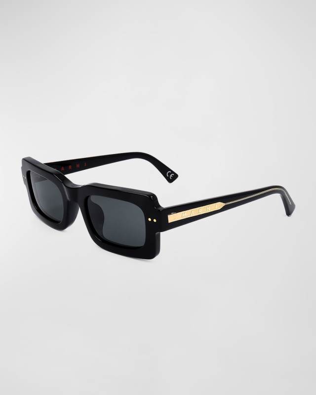 Logo Acetate Rectangle Sunglasses