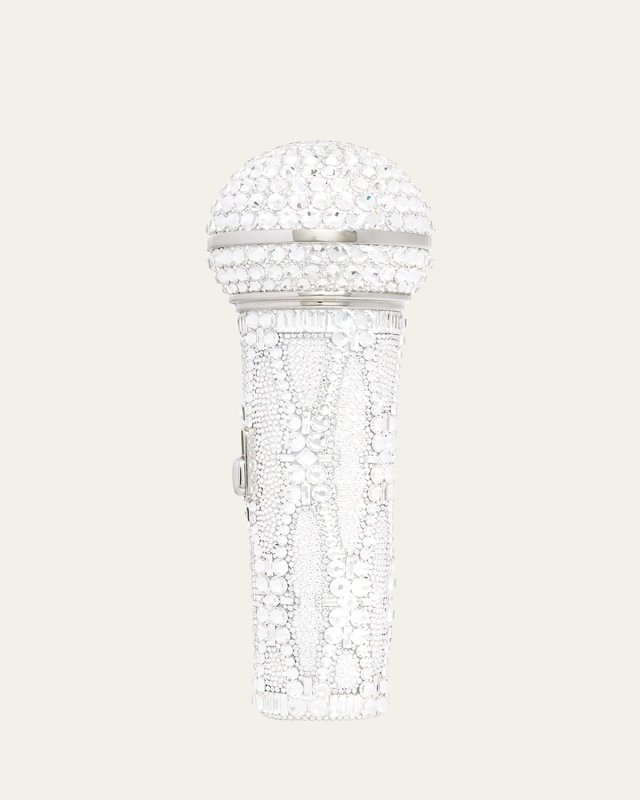 Microphone Crystal Clutch Bag with Chain Strap