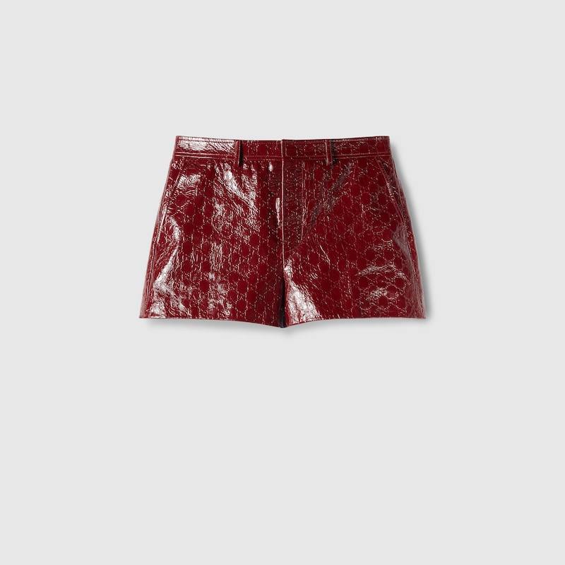 Gucci Red GG Leather Shorts