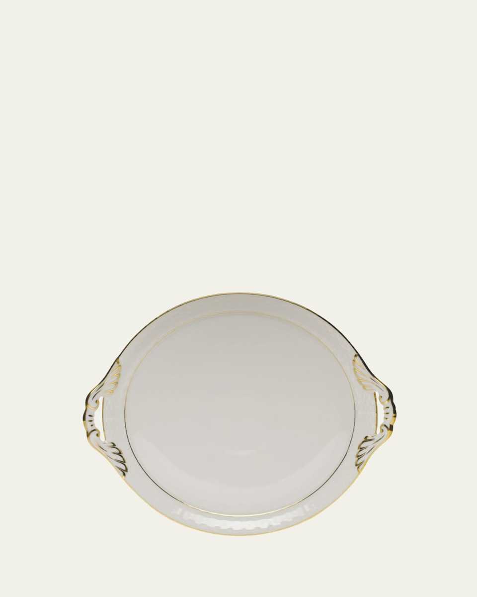 Golden Edge Round Tray with Handles