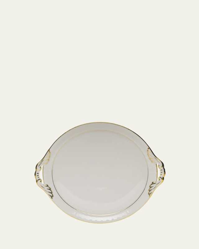 Golden Edge Round Tray with Handles