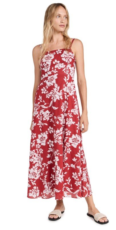 Madewell Square Neck Tank Dress Exploded Red Floral