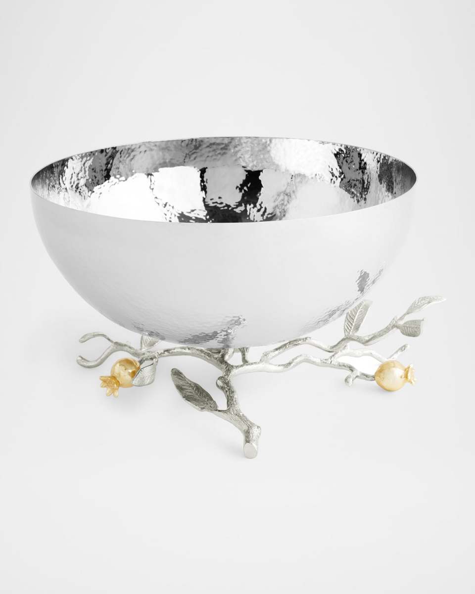 Pomegranate Silver & Gold Serving Bowl with 24K Goldplate