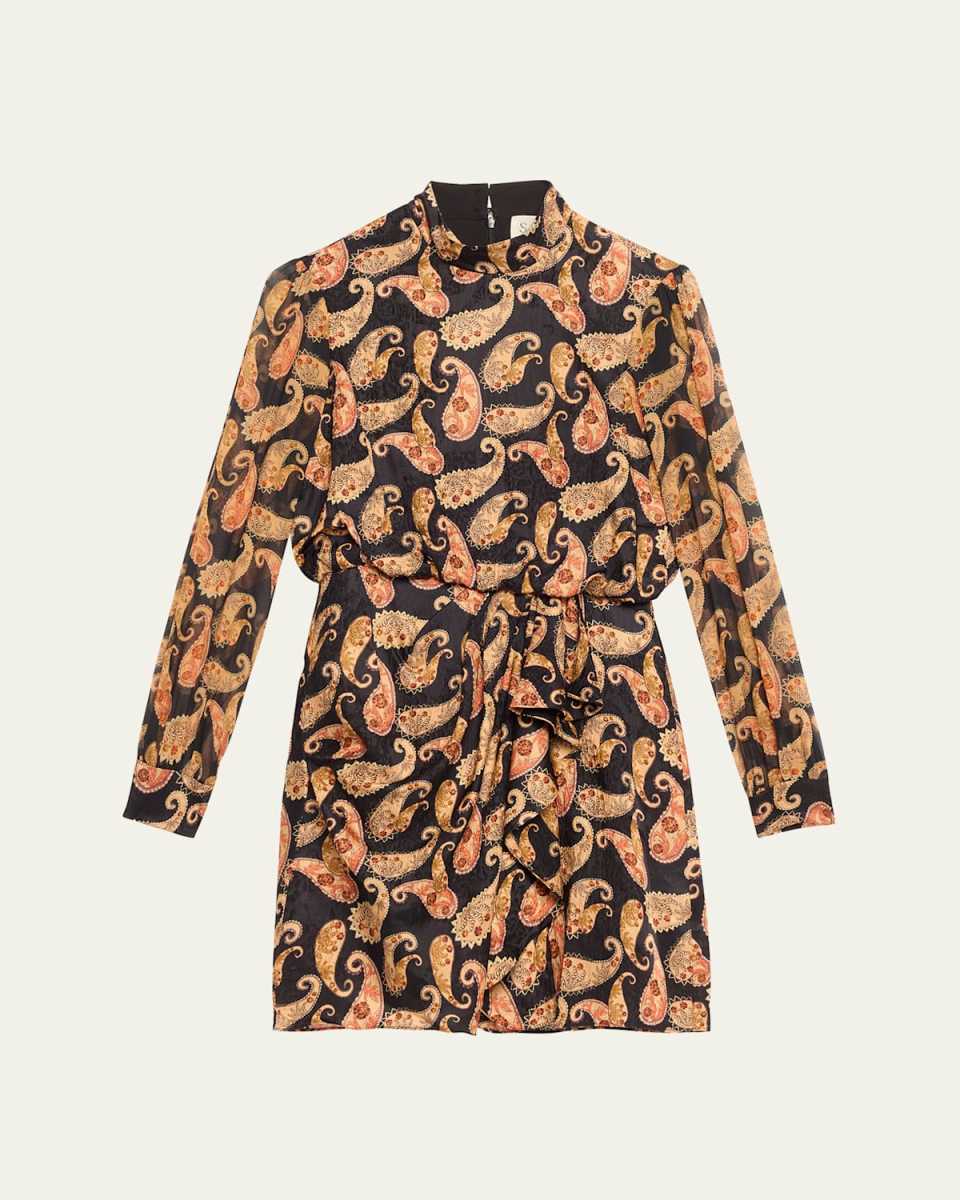 Isa Printed Draped Mini Dress