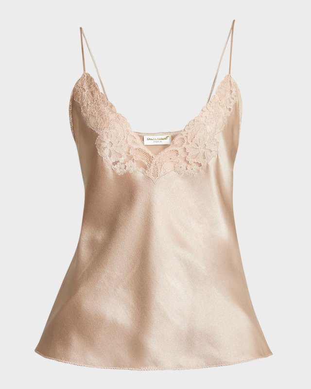Satin Blouse with Lace Detail