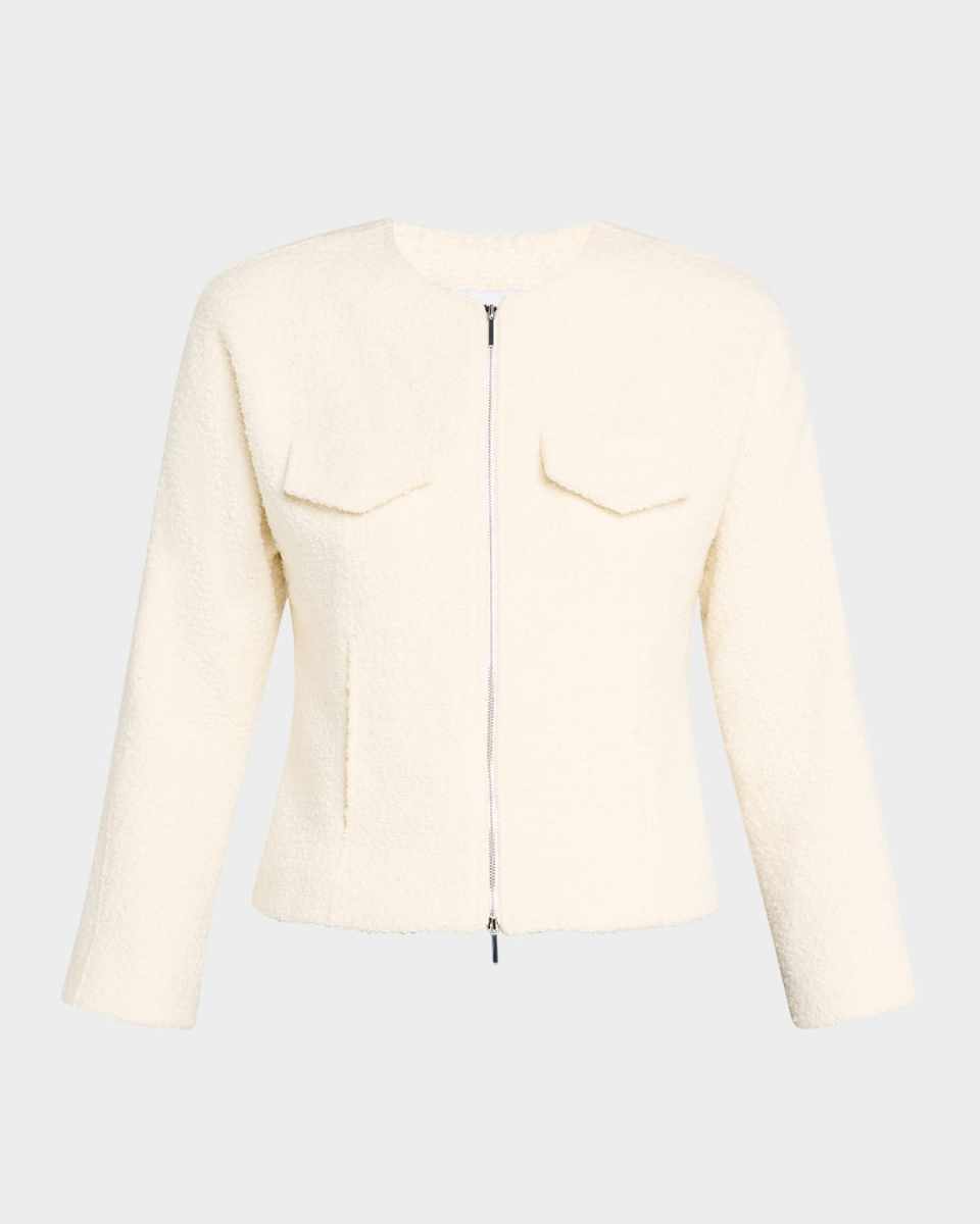 Prewett Zip-Front Tweed Jacket