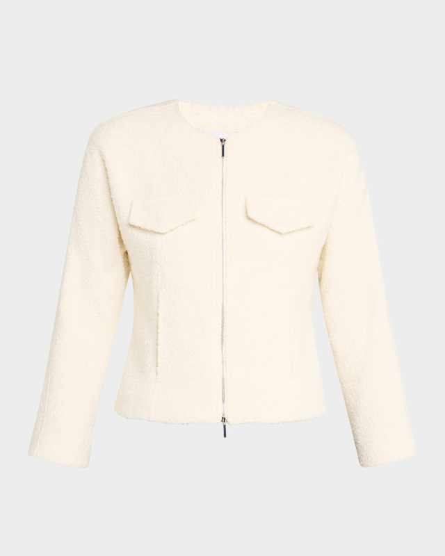 Prewett Zip-Front Tweed Jacket