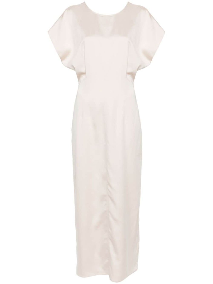 structured satin maxi dress