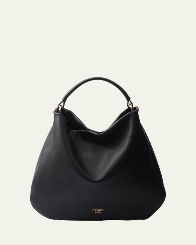 Grain Leather Hobo Bag