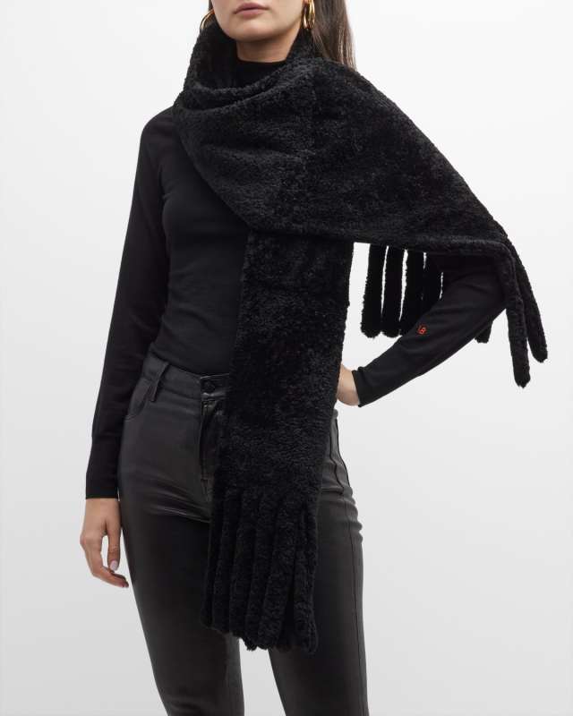 Sheep Shearling Fringe Stole
