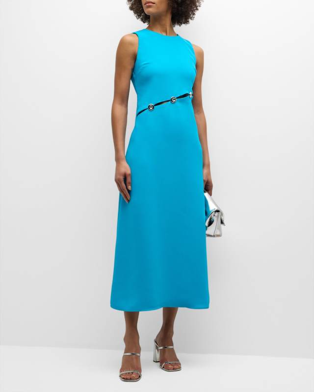 Simm Sleeveless Crepe Cutout Midi Dress