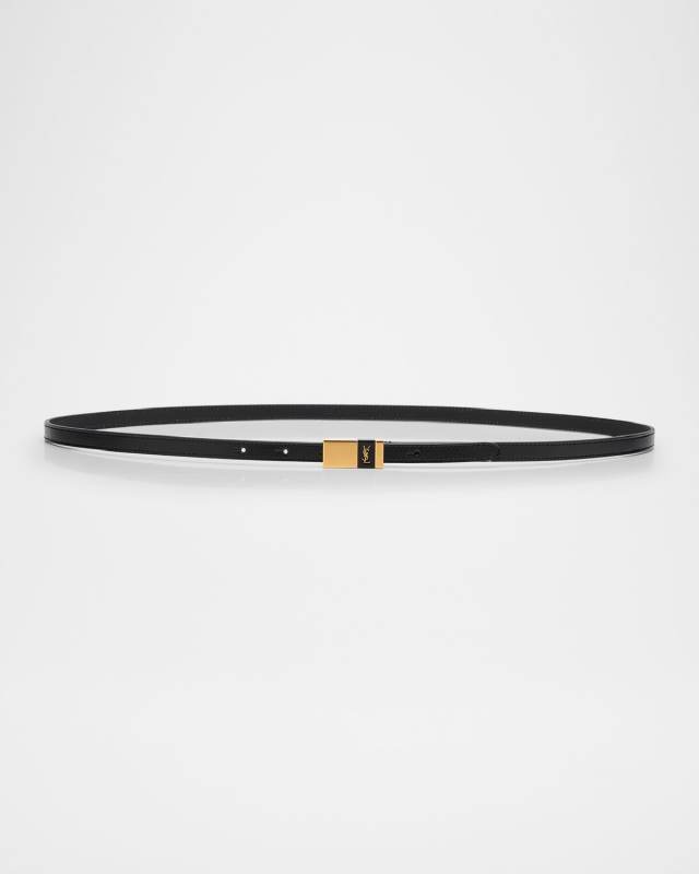 Embossed Leather Skinny Belt