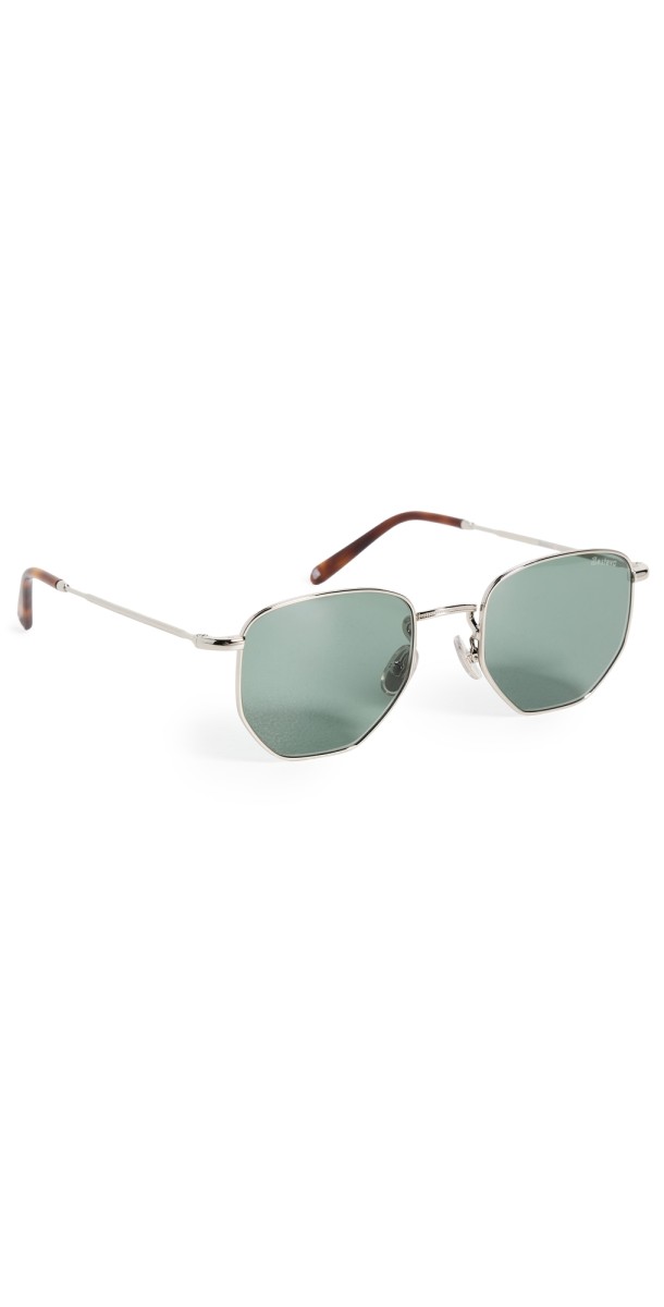 Illesteva Hunter Silver Sunglasses Silver w/ Olive Lenses