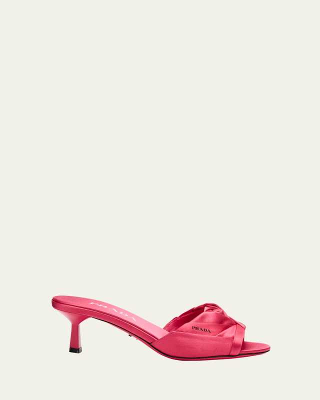 Satin Rose Kitten Mule Sandals