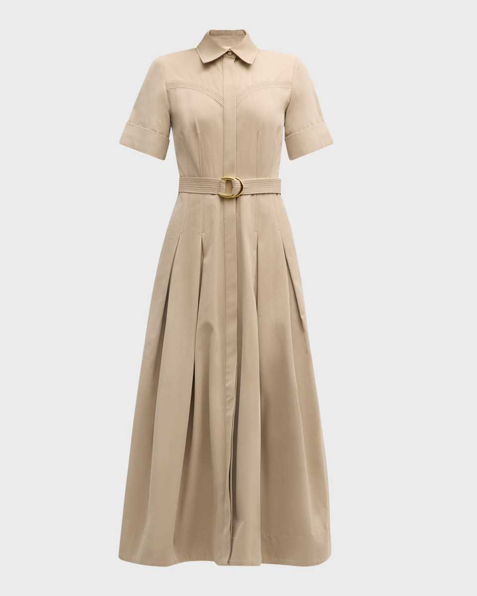 Leighton Belted Cotton Twill Maxi Shirtdress