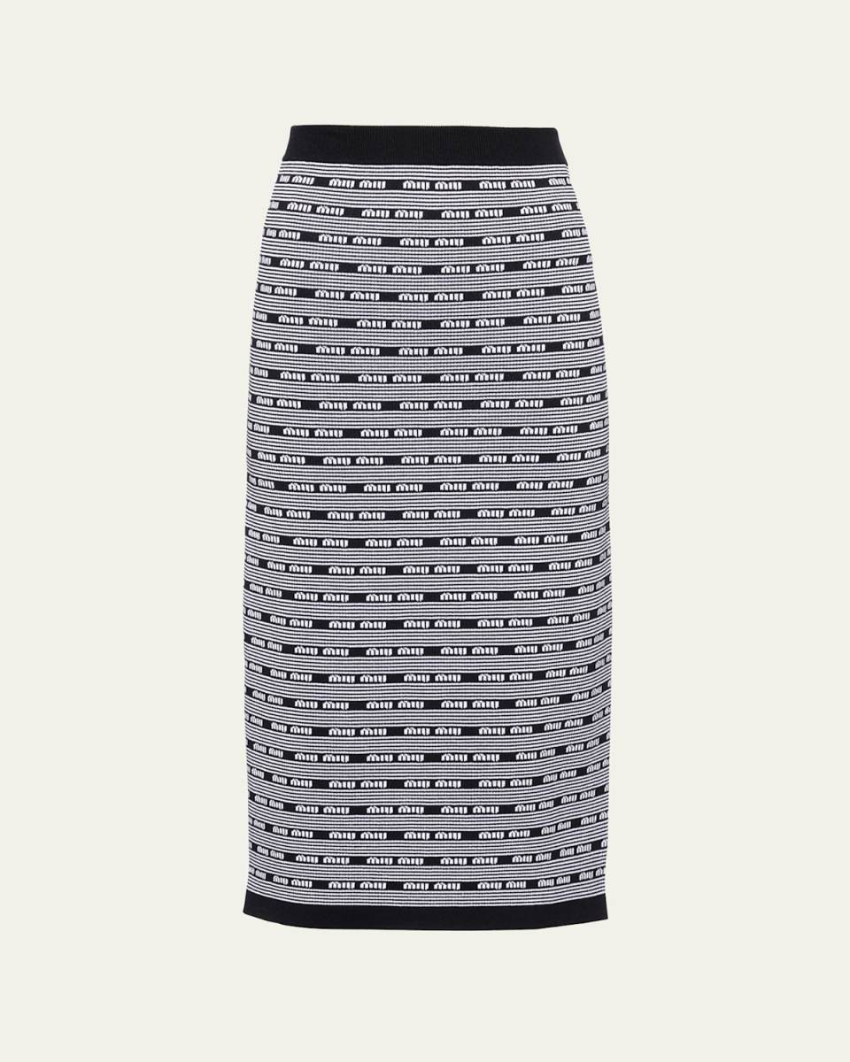 Jacquard Logo Knit Midi Skirt