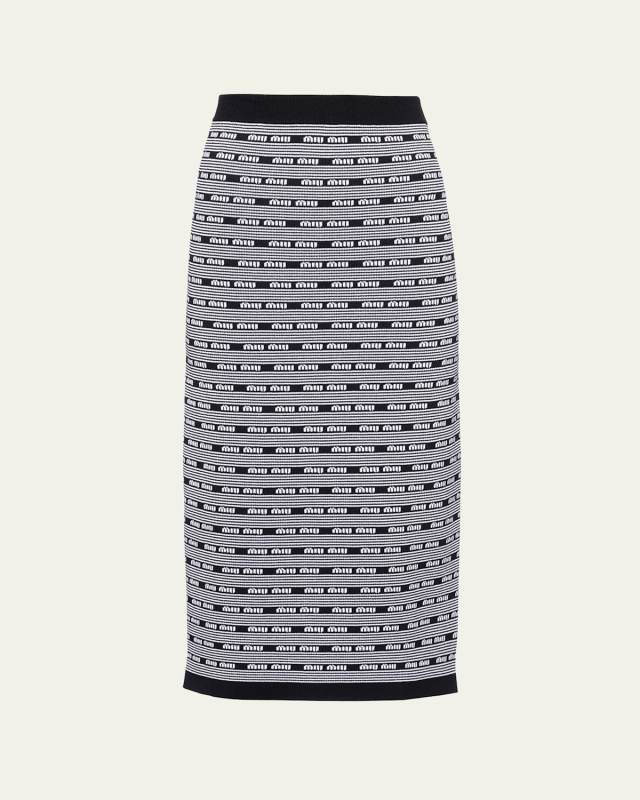 Jacquard Logo Knit Midi Skirt