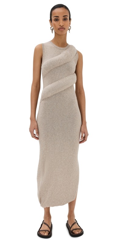 JW Anderson Padded Twisted Tank Dress Beige