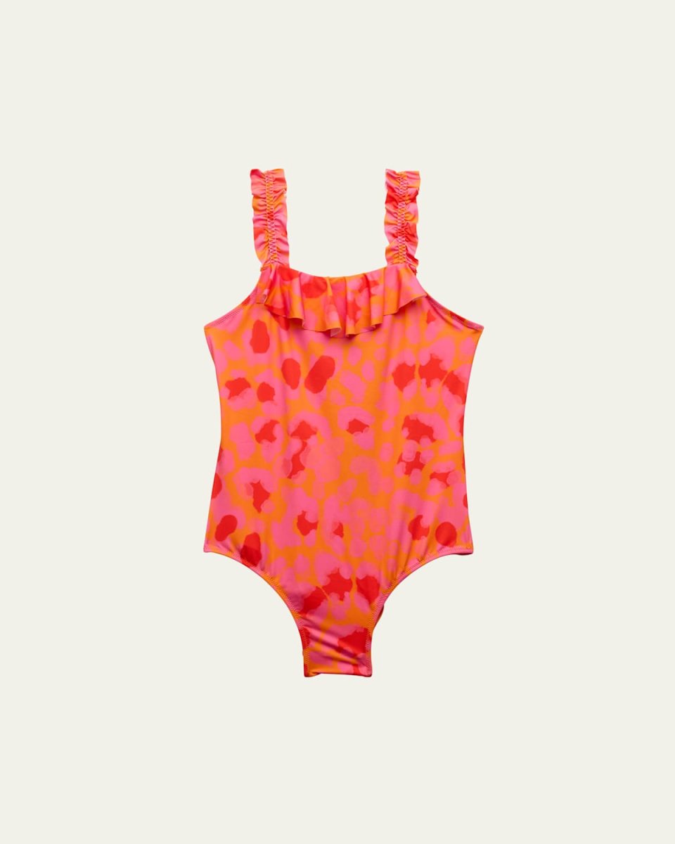 Girl's One-Piece Leopard-Print Swimsuit, Size 2-