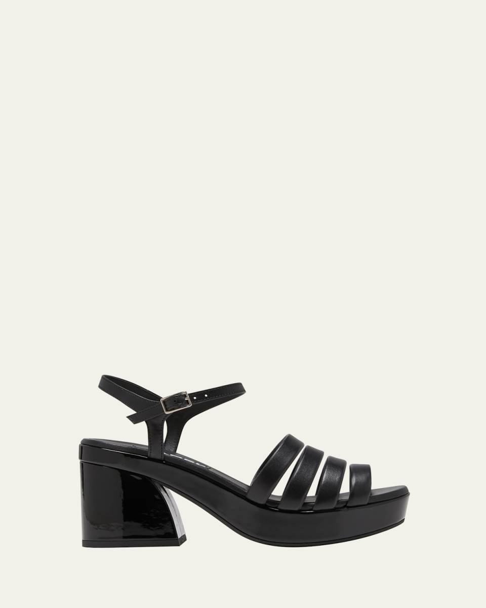 Baignade Leather Ankle-Strap Platform Sandals