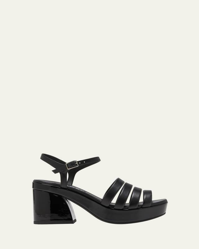 Baignade Leather Ankle-Strap Platform Sandals