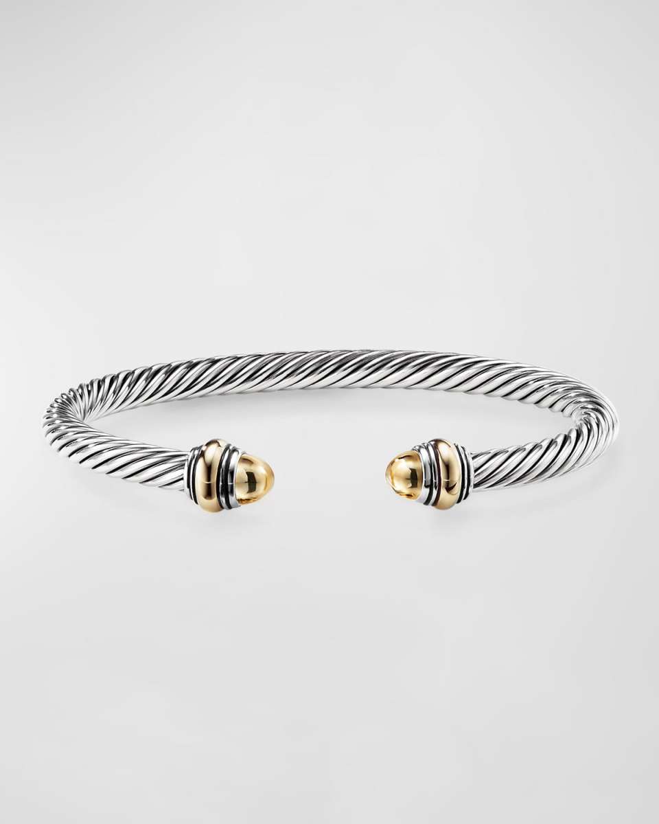 Cable Bracelet with Gemstone in Silver with 14K Gold, 5