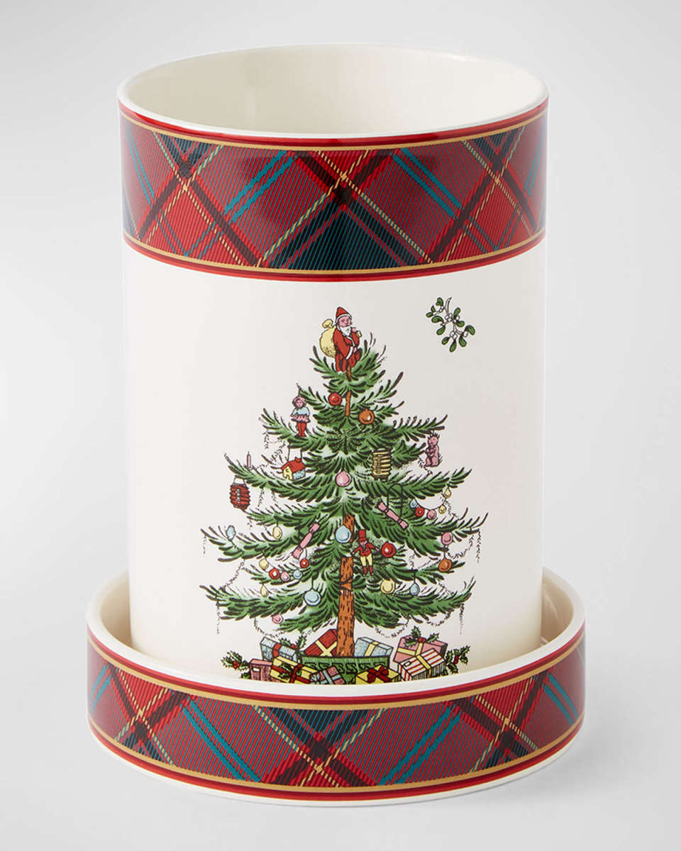 Christmas Tree Tartan Wine Chiller & Coaster Set