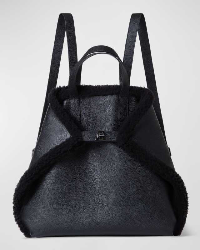 Ai Medium Sheep Shearling and Leather Backpack