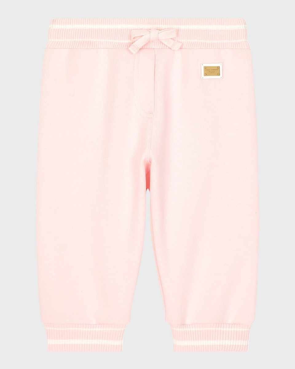 Girl's Logo Plaque Ribbed Joggers, Size 6M-30
