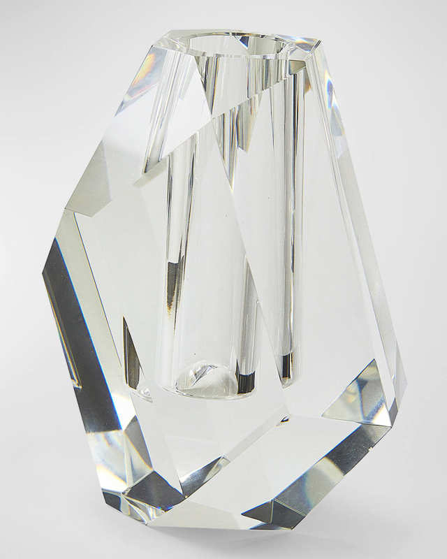 Clear Crystal Vase Multi Faceted Rock - Small