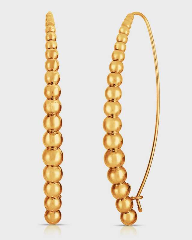 18k Beaded Thread-Through Hoop Earrings