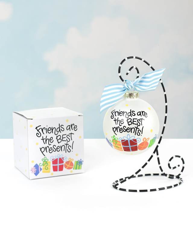 Friends are the Best Presents Glass Ornament with Stand