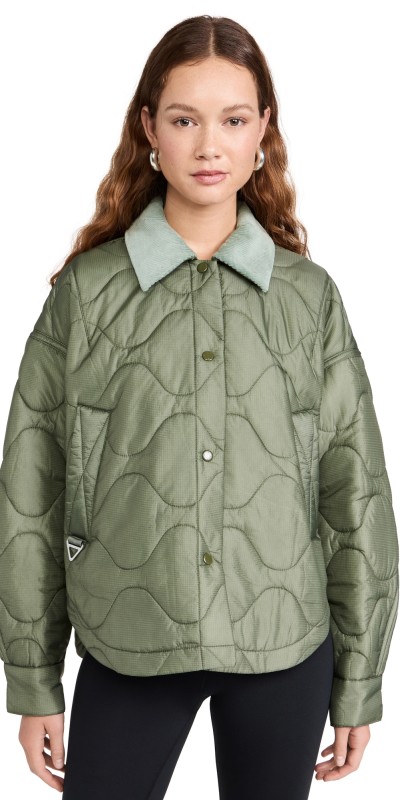 Shoreditch Ski Club Niah Quilted Jacket Steel Green