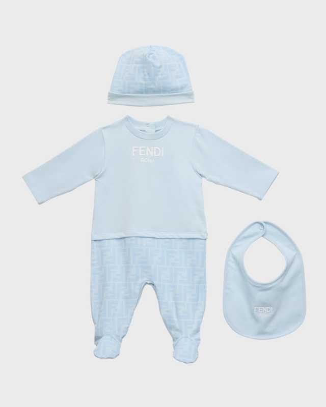 Boy's Faded FF Logo Footie Set, Size Newborn-6