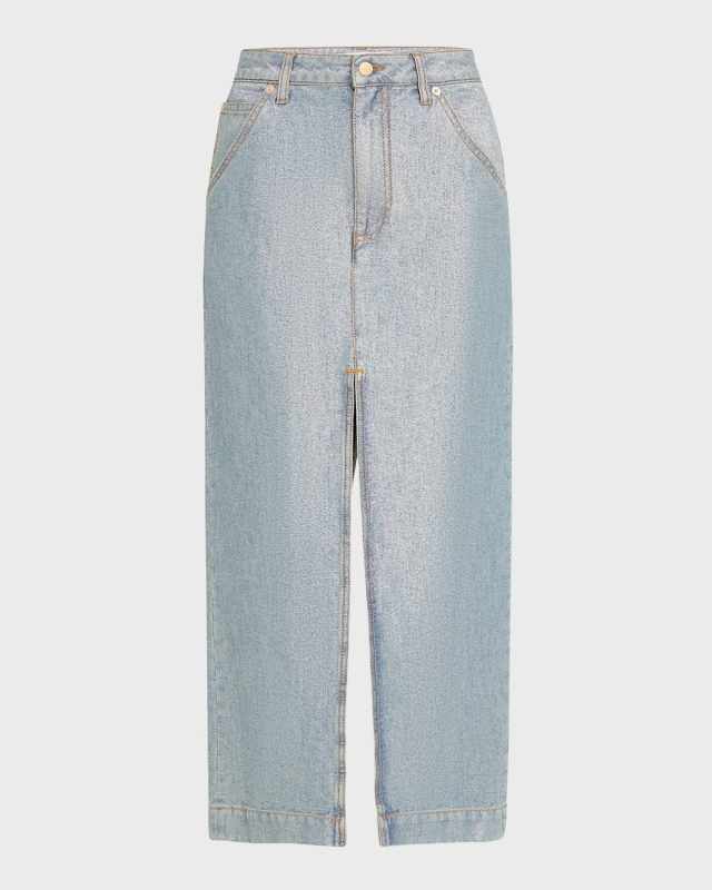 Erika Metallic Denim Skirt