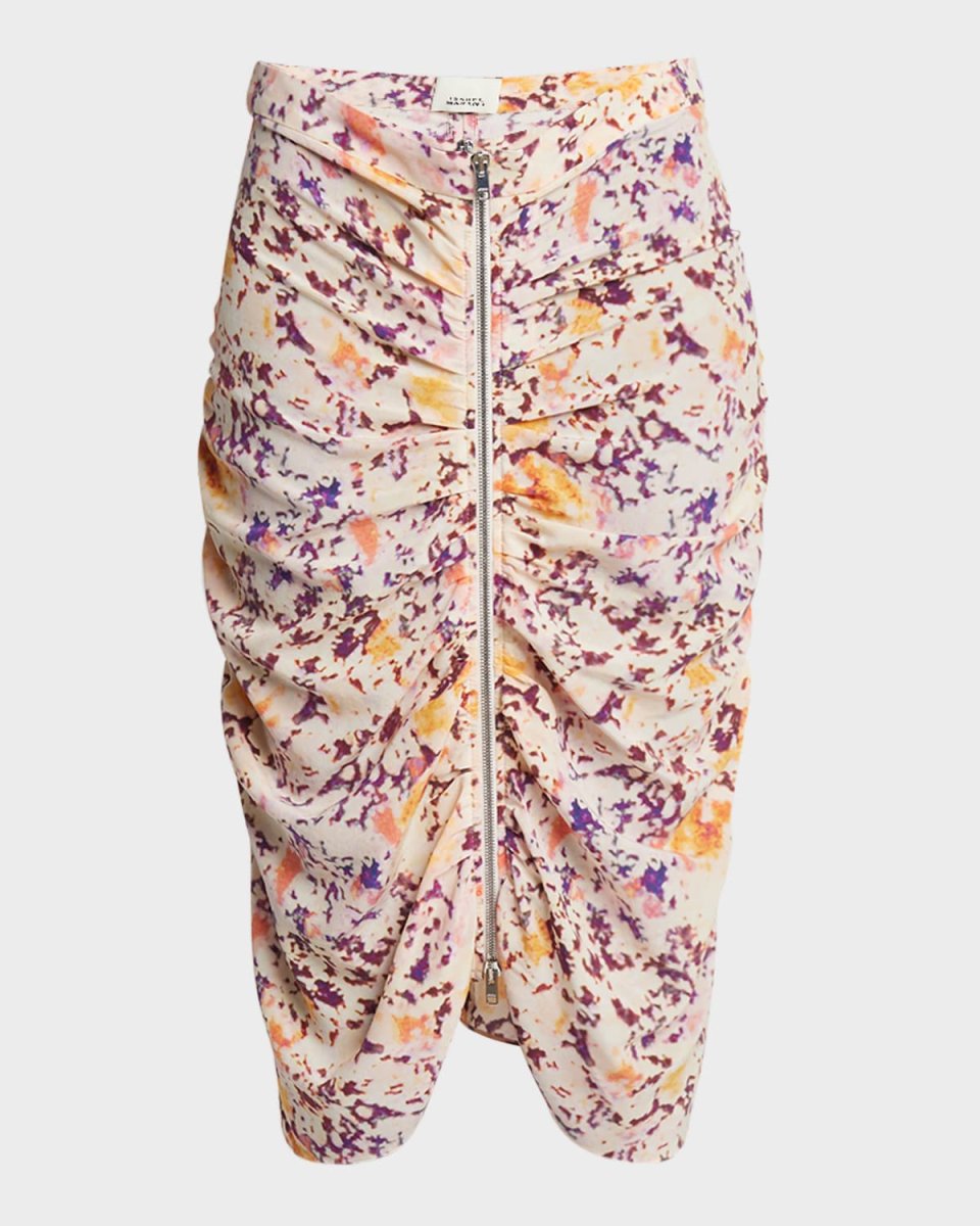 Hozana Floral Print Midi Skirt with Front Zip