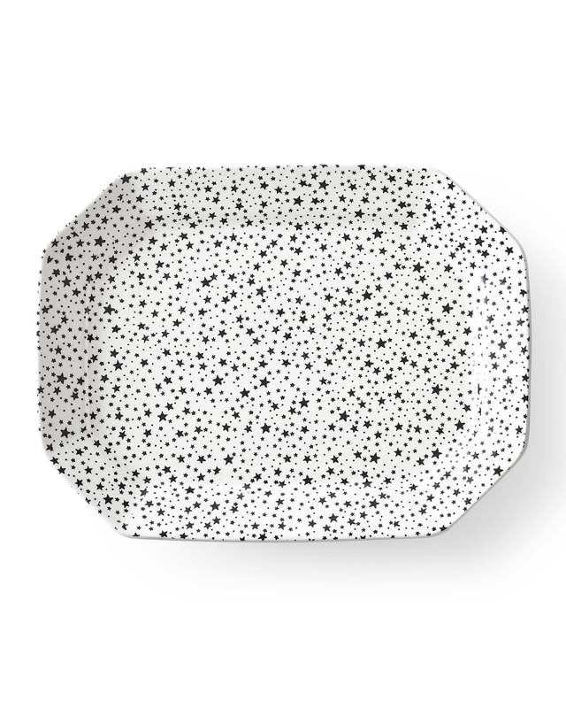 Midnight Sky Large Rectangular Platter, White/Black