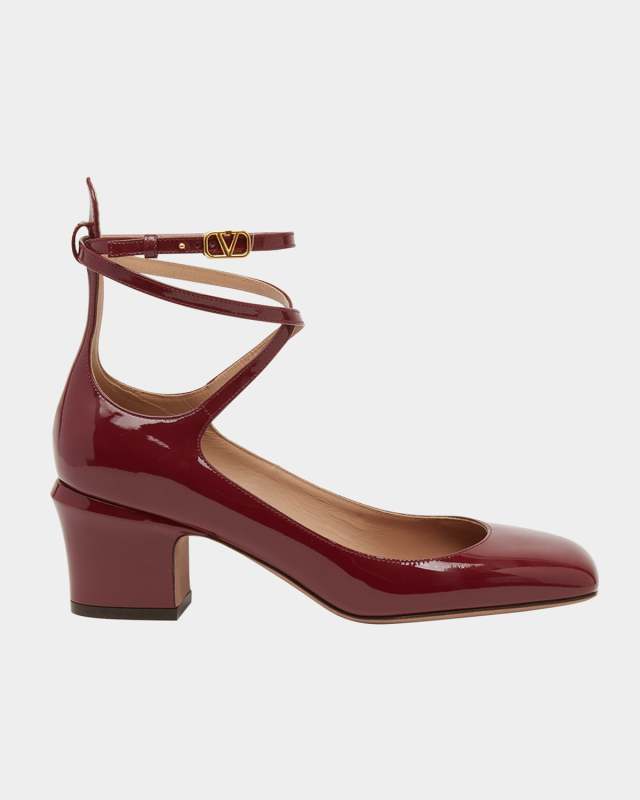 Patent Crisscross Ankle-Strap Ballerina Pumps