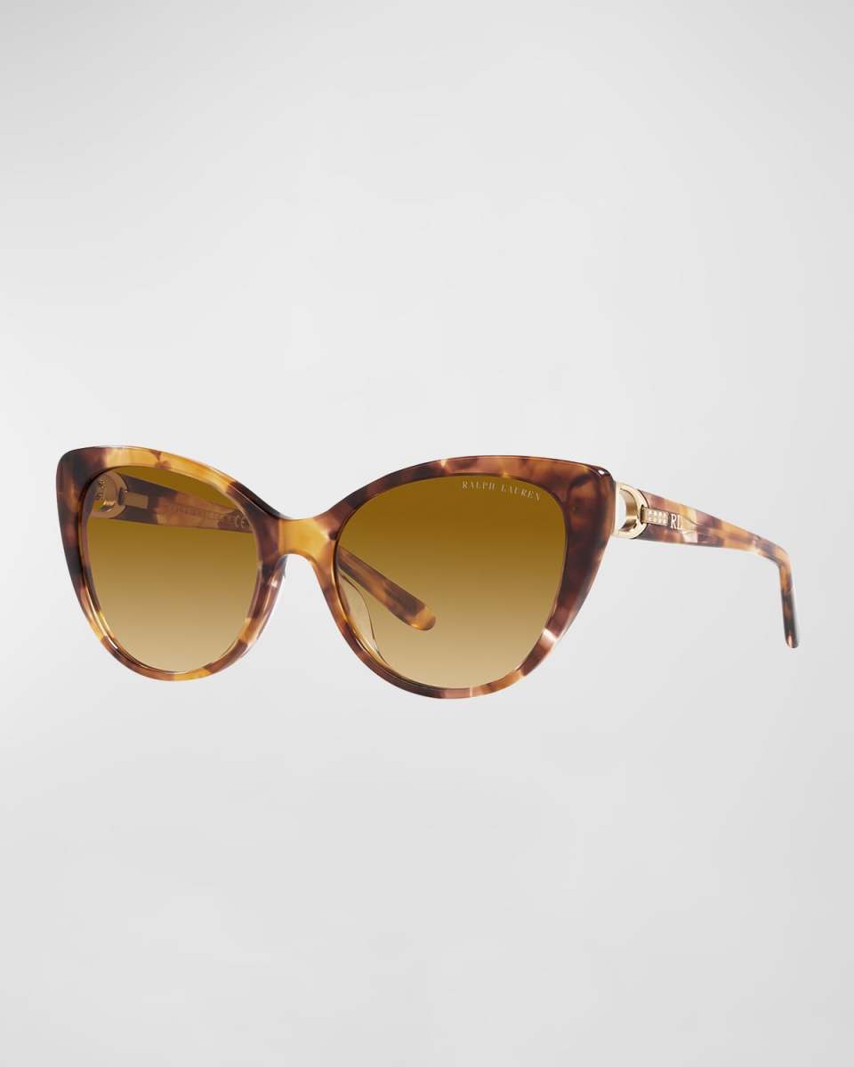 Crystal-Embellished Golden Acetate Cat-Eye Sunglasses