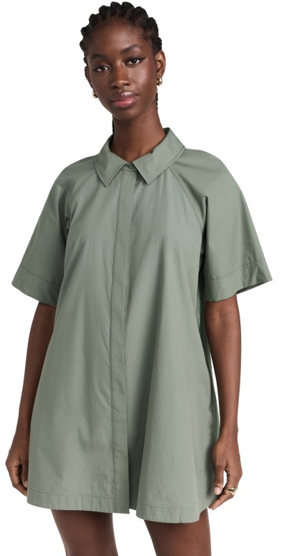 SIMKHAI Blanche Short Sleeve Shirt Mini Dress Park Slope