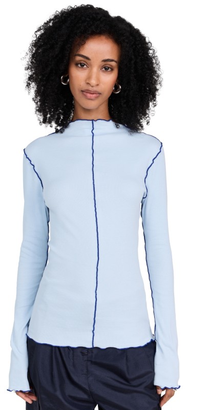 Rodebjer Columbina Rib Tee Fog Blue