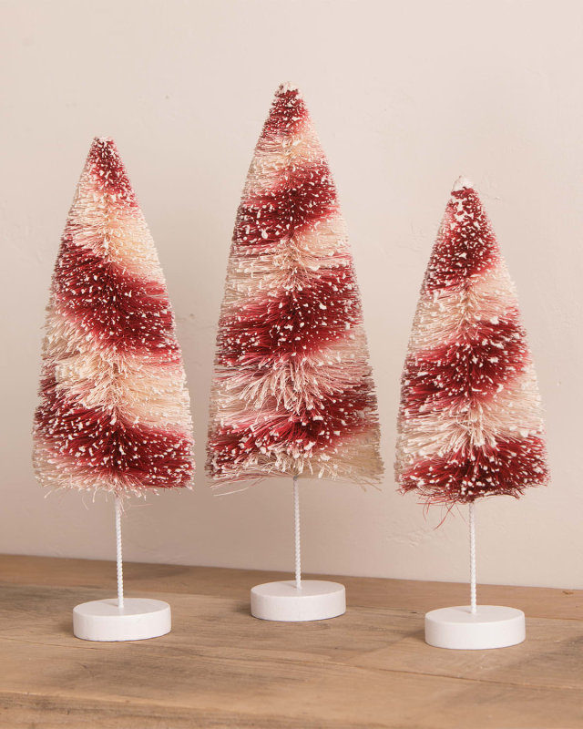 Candy Cane Bottle Brush Trees, Set of 3