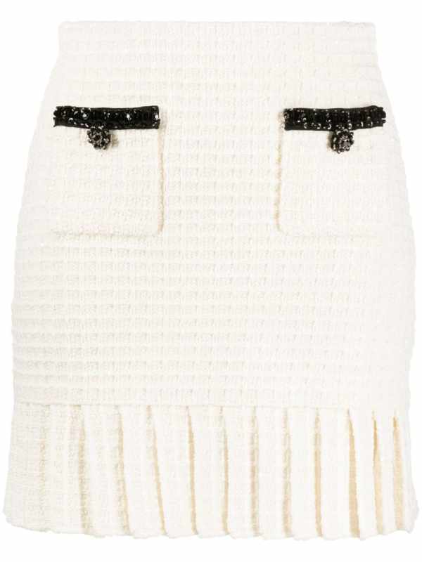 sequin-embellished waffle-knit miniskirt
