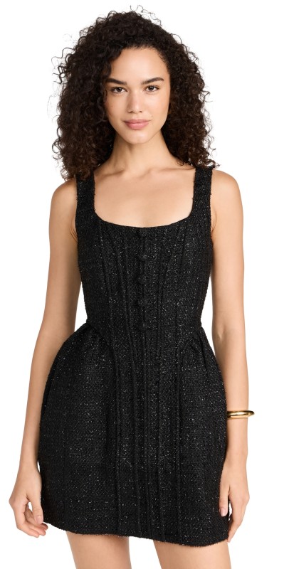 Self Portrait Black Boucle Mini Dress Black